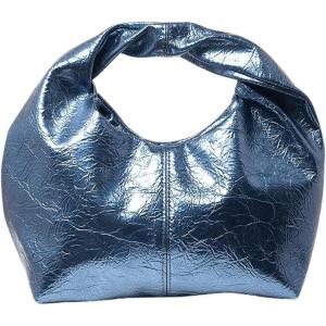 imageVerdusa Womens Ruched Hobo Mini Handbag Clutch Purse Dumpling Pouch BagMetallic Blue