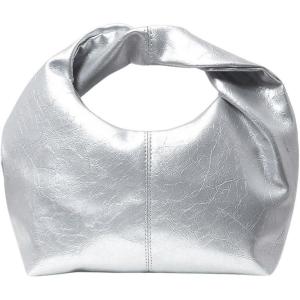 imageVerdusa Womens Ruched Hobo Mini Handbag Clutch Purse Dumpling Pouch BagSilver