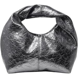 imageVerdusa Womens Ruched Hobo Mini Handbag Clutch Purse Dumpling Pouch BagSmoke Grey