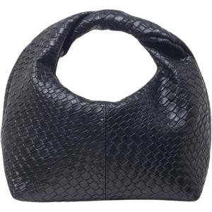 imageVerdusa Womens Ruched Hobo Mini Handbag Clutch Purse Dumpling Pouch BagWoven Black
