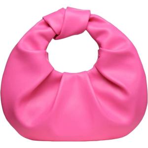 imageVerdusa Womens Ruched PU Leather Hobo Handbag Clutch PurseHot Pink