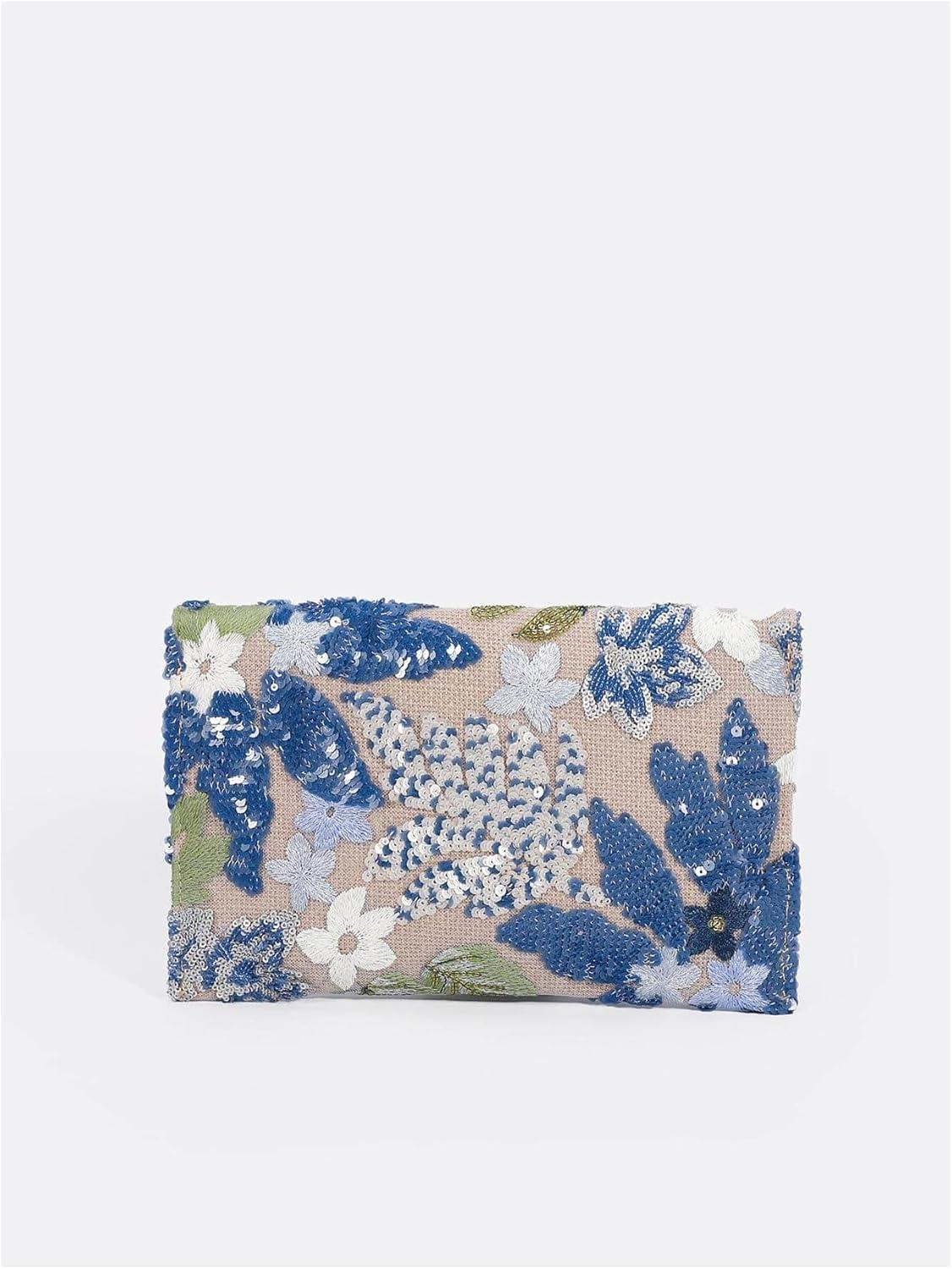imageVerdusa Womens Floral Embroidery Sequin Evening Clutch Bags Party PursesBlue Multi
