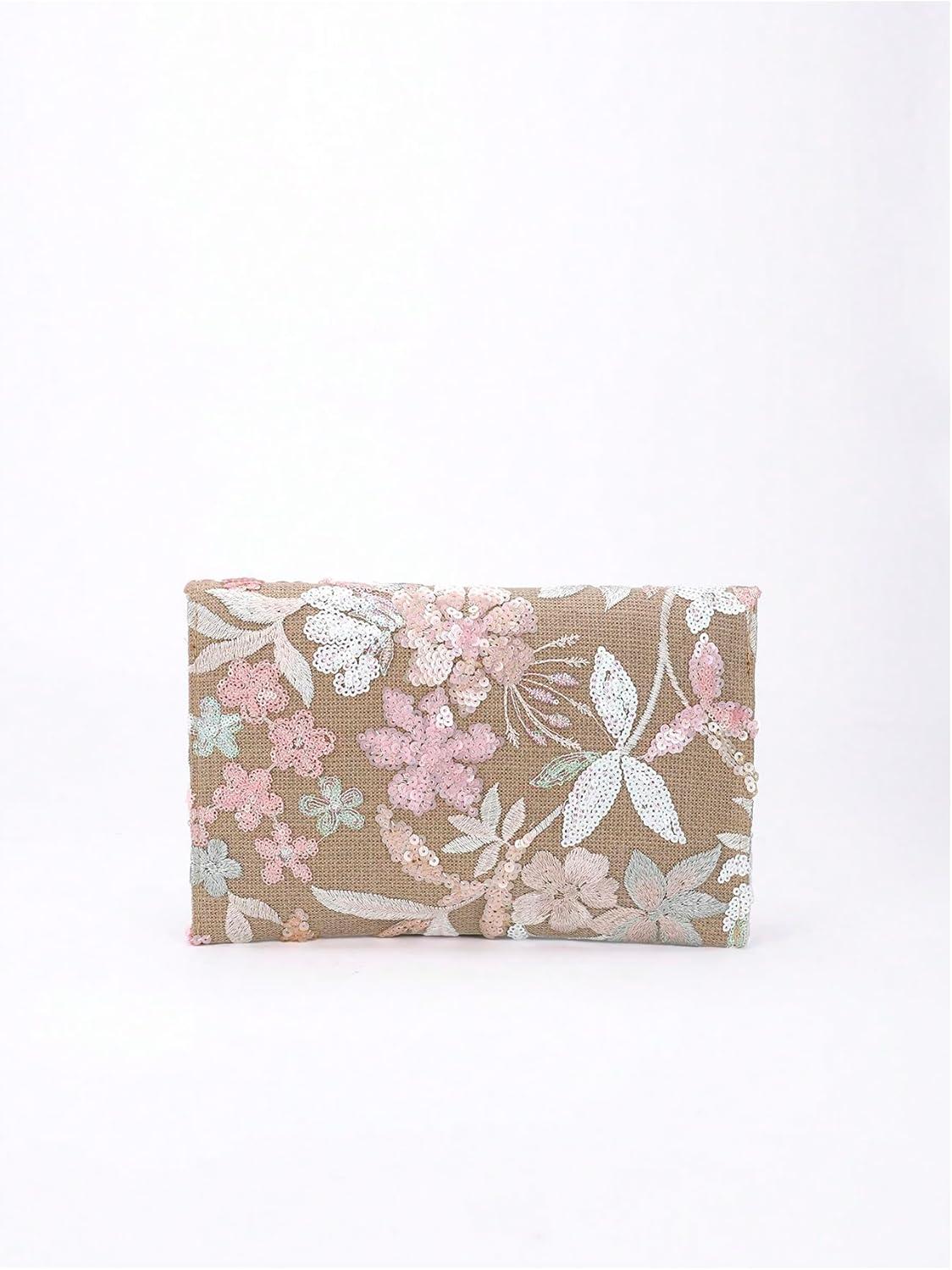 imageVerdusa Womens Floral Embroidery Sequin Evening Clutch Bags Party PursesPink