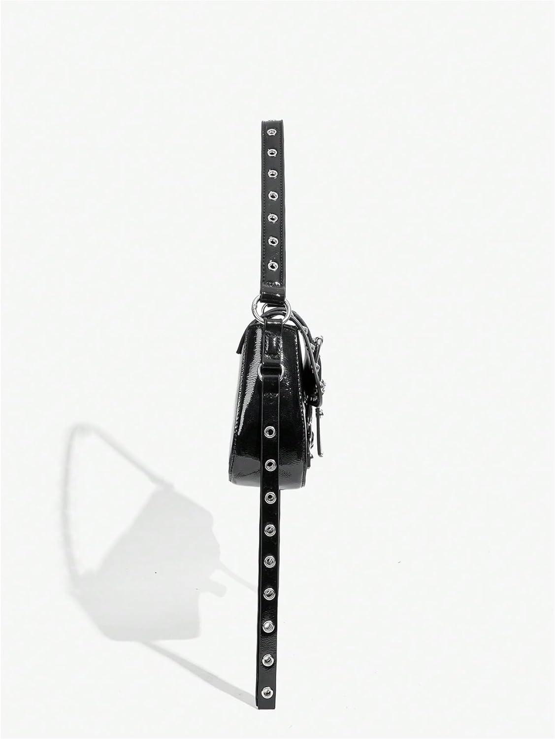 imageVerdusa Womens Shoulder Bag Y2K Handbag Cute Trendy Goth Studded Rivet Punk PurseBlack