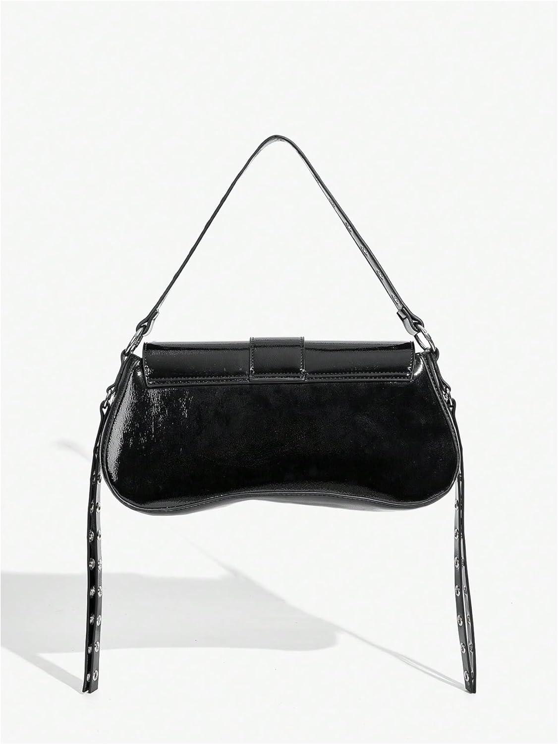 imageVerdusa Womens Shoulder Bag Y2K Handbag Cute Trendy Goth Studded Rivet Punk PurseBlack