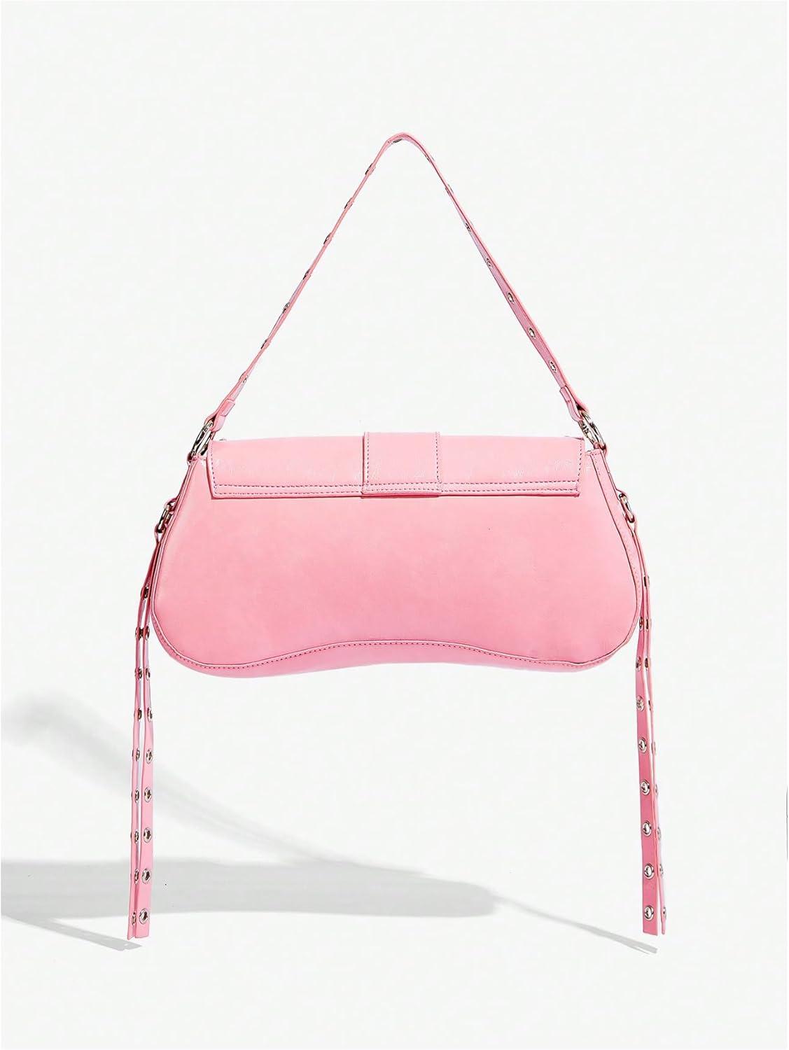 imageVerdusa Womens Shoulder Bag Y2K Handbag Cute Trendy Goth Studded Rivet Punk PurseLight Pink