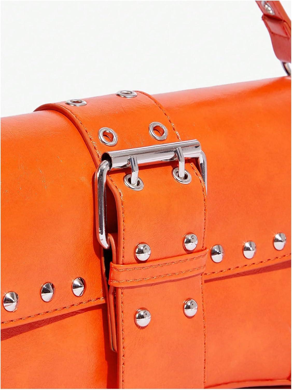 imageVerdusa Womens Shoulder Bag Y2K Handbag Cute Trendy Goth Studded Rivet Punk PurseOrange