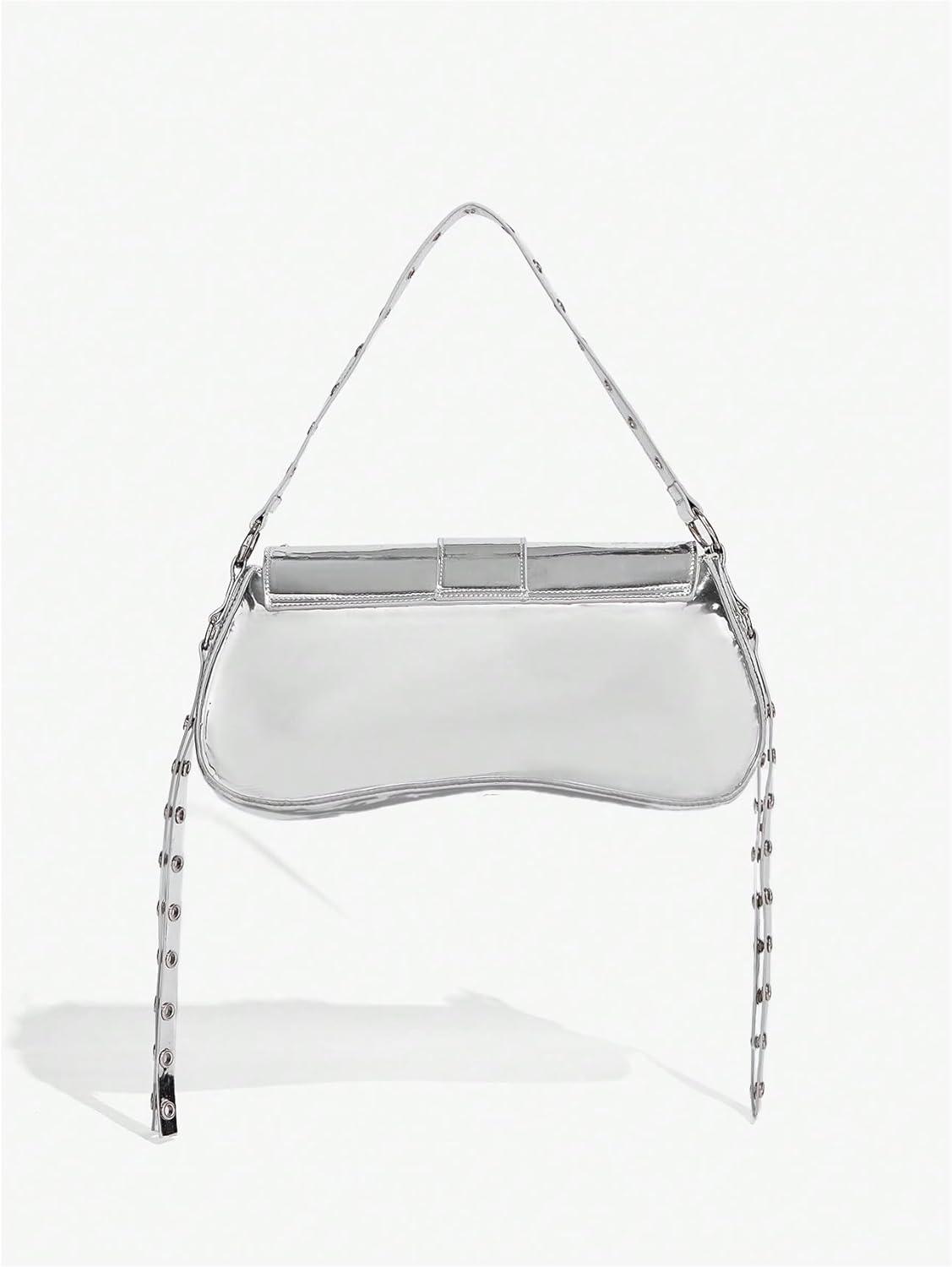 imageVerdusa Womens Shoulder Bag Y2K Handbag Cute Trendy Goth Studded Rivet Punk PurseSilver