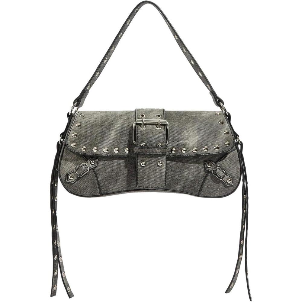 imageVerdusa Womens Shoulder Bag Y2K Handbag Cute Trendy Goth Studded Rivet Punk PurseGrey
