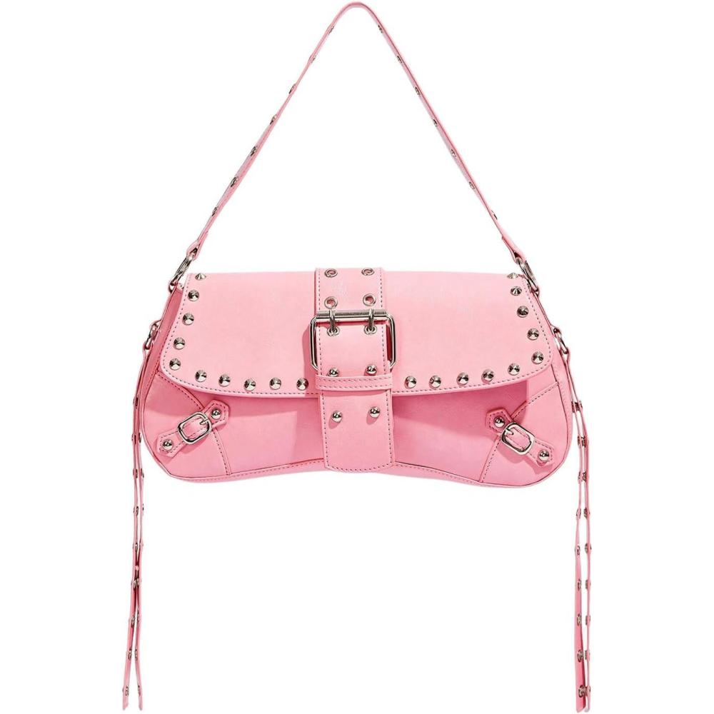 imageVerdusa Womens Shoulder Bag Y2K Handbag Cute Trendy Goth Studded Rivet Punk PurseLight Pink