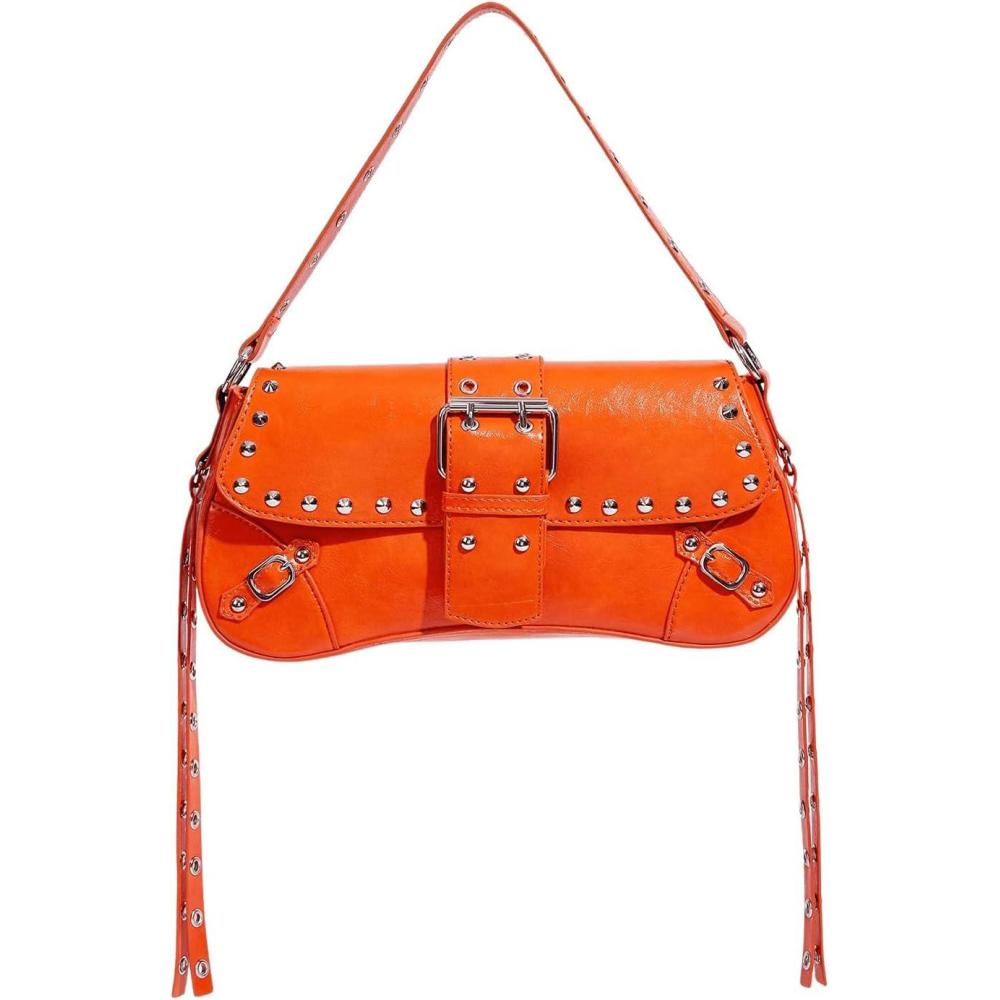 imageVerdusa Womens Shoulder Bag Y2K Handbag Cute Trendy Goth Studded Rivet Punk PurseOrange
