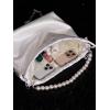 imageVerdusa Womens Satin Evening Bag Pearl Drawstring Handbag Clutch PurseWhite