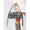 imageVerdusa Womens Shoulder Bag Y2K Handbag Cute Trendy Goth Studded Rivet Punk PurseGrey