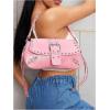 imageVerdusa Womens Shoulder Bag Y2K Handbag Cute Trendy Goth Studded Rivet Punk PurseLight Pink