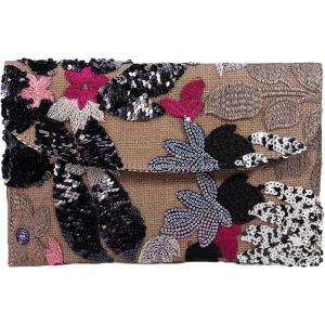 imageVerdusa Womens Floral Embroidery Sequin Evening Clutch Bags Party PursesBlack