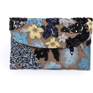 imageVerdusa Womens Floral Embroidery Sequin Evening Clutch Bags Party PursesBlue Black