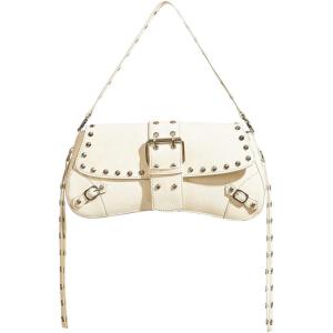 imageVerdusa Womens Shoulder Bag Y2K Handbag Cute Trendy Goth Studded Rivet Punk PurseBeige