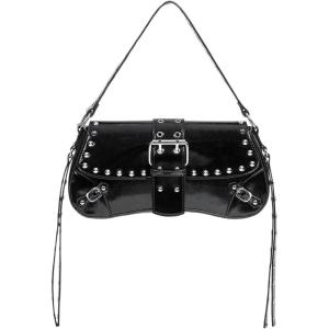 imageVerdusa Womens Shoulder Bag Y2K Handbag Cute Trendy Goth Studded Rivet Punk PurseBlack