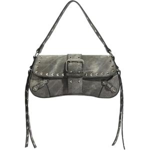 imageVerdusa Womens Shoulder Bag Y2K Handbag Cute Trendy Goth Studded Rivet Punk PurseGrey