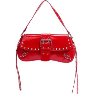 imageVerdusa Womens Shoulder Bag Y2K Handbag Cute Trendy Goth Studded Rivet Punk PurseRed