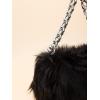 imageVerdusa Womens Faux Fox Fur Purse Fuzzy One Shoulder Small Square Chain HandbagsBlack