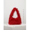 imageVerdusa Womens Faux Fur Fuzzy Hobo Bag Furry Handbag PurseRed