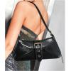 imageVerdusa Womens Leopard Print PU Leather Shoulder Bag Vintage Zipper Underarm BagsBlack