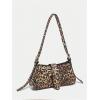 imageVerdusa Womens Leopard Print PU Leather Shoulder Bag Vintage Zipper Underarm BagsBrown