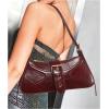 imageVerdusa Womens Leopard Print PU Leather Shoulder Bag Vintage Zipper Underarm BagsBurgundy