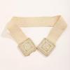imageVerdusa Womens Symmetrical Buckle Straw Belts Wide Belt Elastic WaistbandBeige