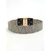 imageVerdusa Womens Symmetrical Buckle Straw Belts Wide Belt Elastic WaistbandBlack White