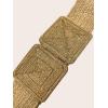 imageVerdusa Womens Symmetrical Buckle Straw Belts Wide Belt Elastic WaistbandKhaki