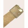 imageVerdusa Womens Symmetrical Buckle Straw Belts Wide Belt Elastic WaistbandKhaki
