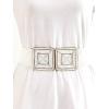imageVerdusa Womens Symmetrical Buckle Straw Belts Wide Belt Elastic WaistbandWhite