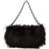 imageVerdusa Womens Faux Fox Fur Purse Fuzzy One Shoulder Small Square Chain HandbagsBlack