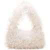 imageVerdusa Womens Faux Fur Fuzzy Hobo Bag Furry Handbag PurseWhite