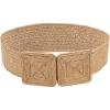 imageVerdusa Womens Symmetrical Buckle Straw Belts Wide Belt Elastic WaistbandKhaki