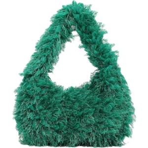 imageVerdusa Womens Faux Fur Fuzzy Hobo Bag Furry Handbag PurseGreen