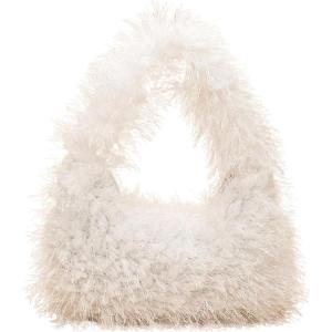 imageVerdusa Womens Faux Fur Fuzzy Hobo Bag Furry Handbag PurseWhite