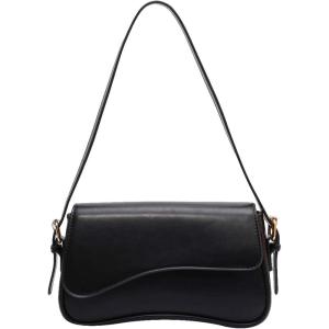 imageVerdusa Womens Leather Shoulder Bag Clutch Purses Trendy Hobo Crossbody Handbags Y2K Saddle Flap Underarm PurseBlack