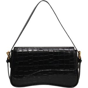 imageVerdusa Womens Leather Shoulder Bag Clutch Purses Trendy Hobo Crossbody Handbags Y2K Saddle Flap Underarm PurseBlack Crocodile