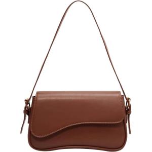 imageVerdusa Womens Leather Shoulder Bag Clutch Purses Trendy Hobo Crossbody Handbags Y2K Saddle Flap Underarm PurseBrown