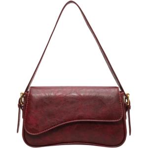 imageVerdusa Womens Leather Shoulder Bag Clutch Purses Trendy Hobo Crossbody Handbags Y2K Saddle Flap Underarm PurseBurgundy Retro