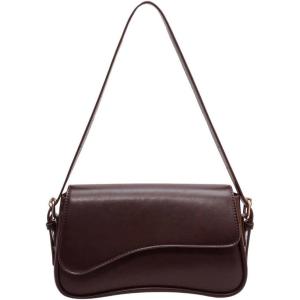 imageVerdusa Womens Leather Shoulder Bag Clutch Purses Trendy Hobo Crossbody Handbags Y2K Saddle Flap Underarm PurseCoffee Brown