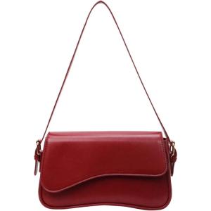 imageVerdusa Womens Leather Shoulder Bag Clutch Purses Trendy Hobo Crossbody Handbags Y2K Saddle Flap Underarm PurseRed