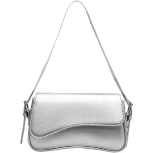 imageVerdusa Womens Leather Shoulder Bag Clutch Purses Trendy Hobo Crossbody Handbags Y2K Saddle Flap Underarm PurseSilver