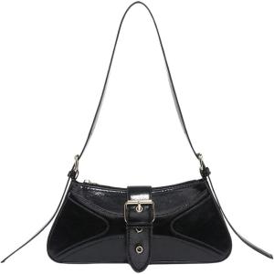 imageVerdusa Womens Leopard Print PU Leather Shoulder Bag Vintage Zipper Underarm BagsBlack