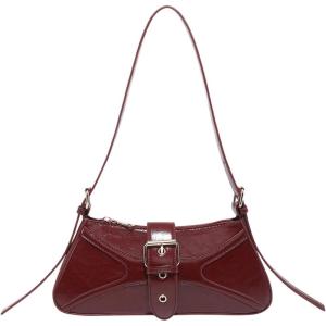 imageVerdusa Womens Leopard Print PU Leather Shoulder Bag Vintage Zipper Underarm BagsBurgundy