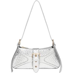 imageVerdusa Womens Leopard Print PU Leather Shoulder Bag Vintage Zipper Underarm BagsSilver