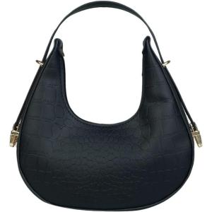 imageVerdusa Womens Metallic PU Leather Handbag Top Handle Hobo Purse Shoulder BagsBlack